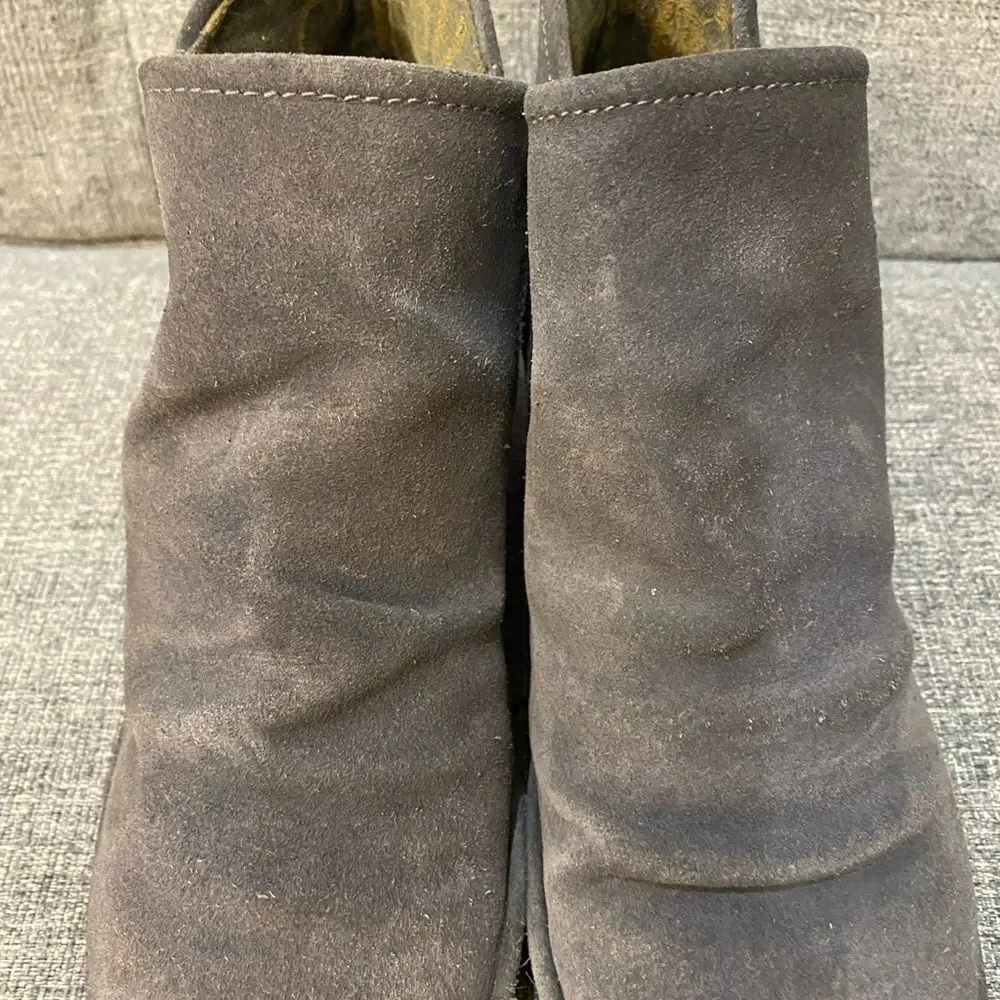 Fly London Wezo Ankle Heels Gray Leather Boots Women’s Size 39